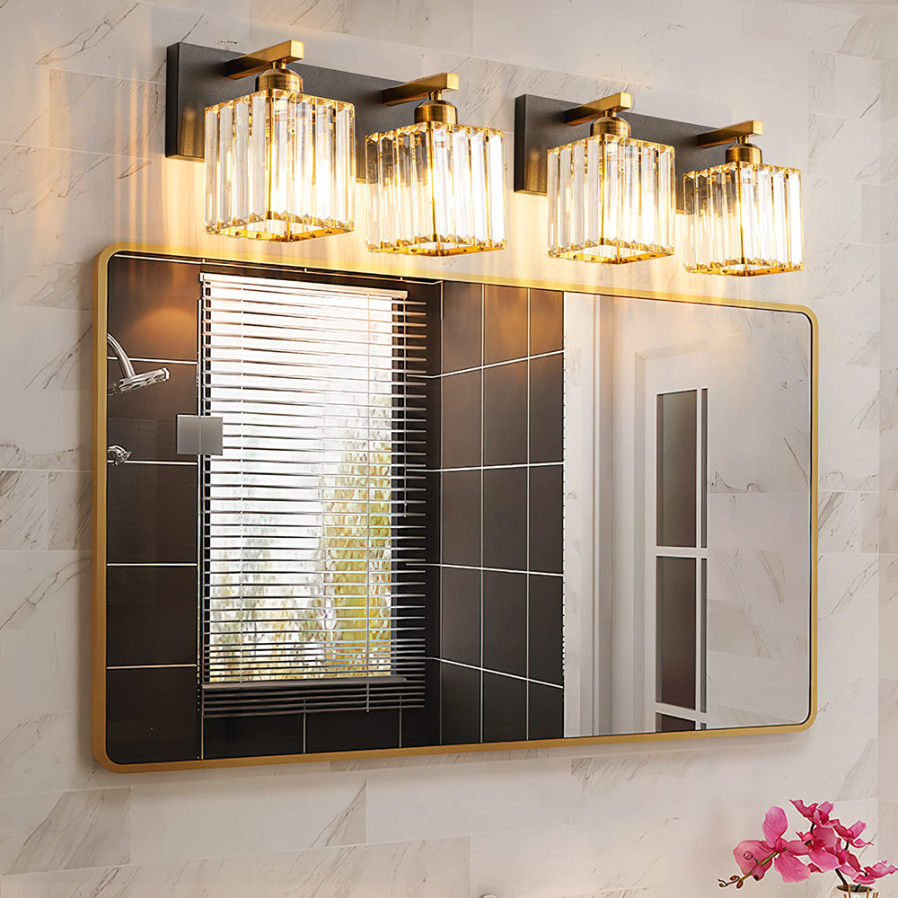 Kristy Vintage LED Metal/Cristal Aplique de Pared Para Espejo Dorado