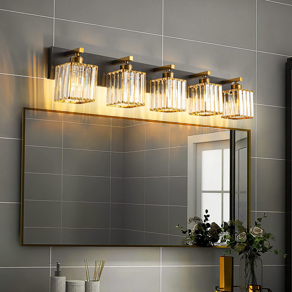 Kristy Vintage LED Metal/Cristal Aplique de Pared Para Espejo Dorado
