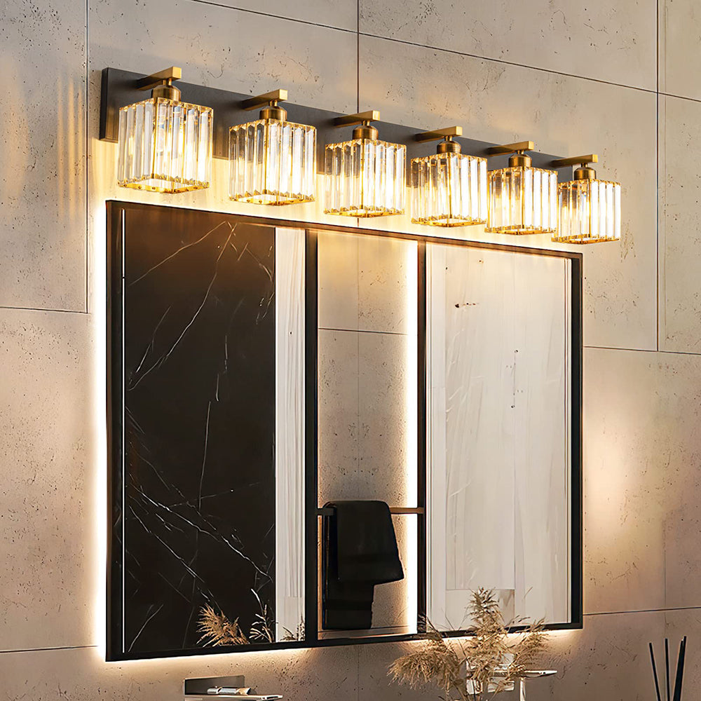 Kristy Vintage LED Metal/Cristal Aplique de Pared Para Espejo Dorado