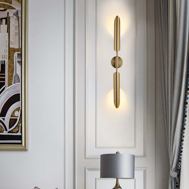 Arisha Posmoderno Doble Foco Metal Aplique de Pared Dorado