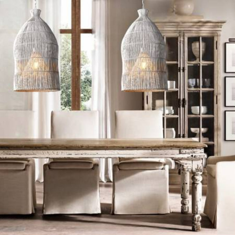 Muto Diseño Birdcage LED Metal/Rattan Lámpara Colgante