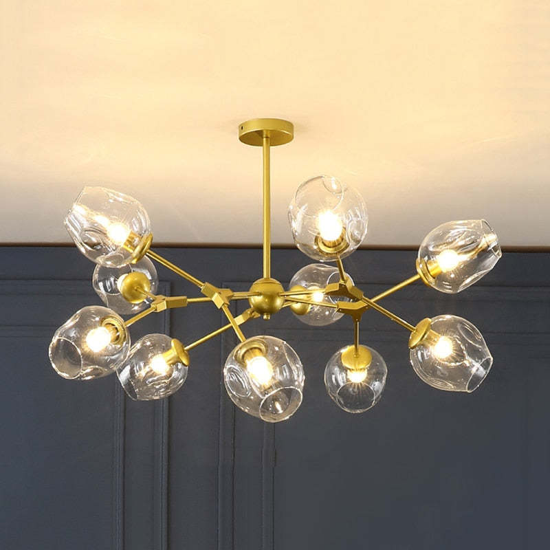 Valentina Morderna Vidrio/Metal LED Lámpara Colgante Dorada