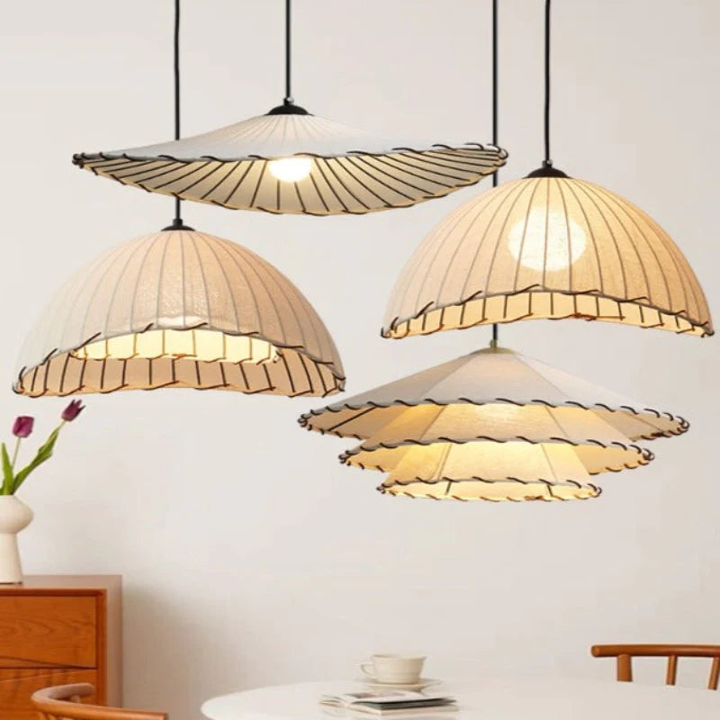 Arisha Decorativa LED Lámpara Colgante Metal Tela Restaurante