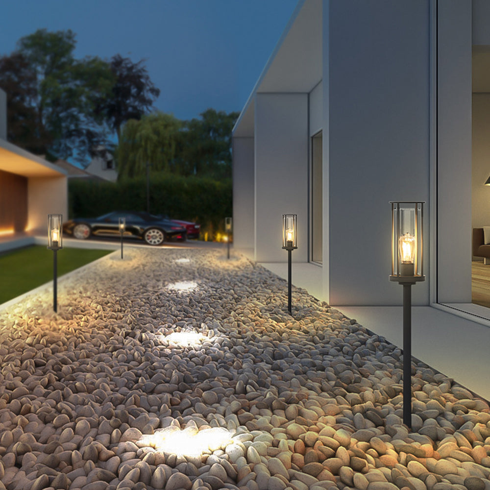 Ray Lámpara De Pie Exterior Moderno Cilíndrico Metal Patio