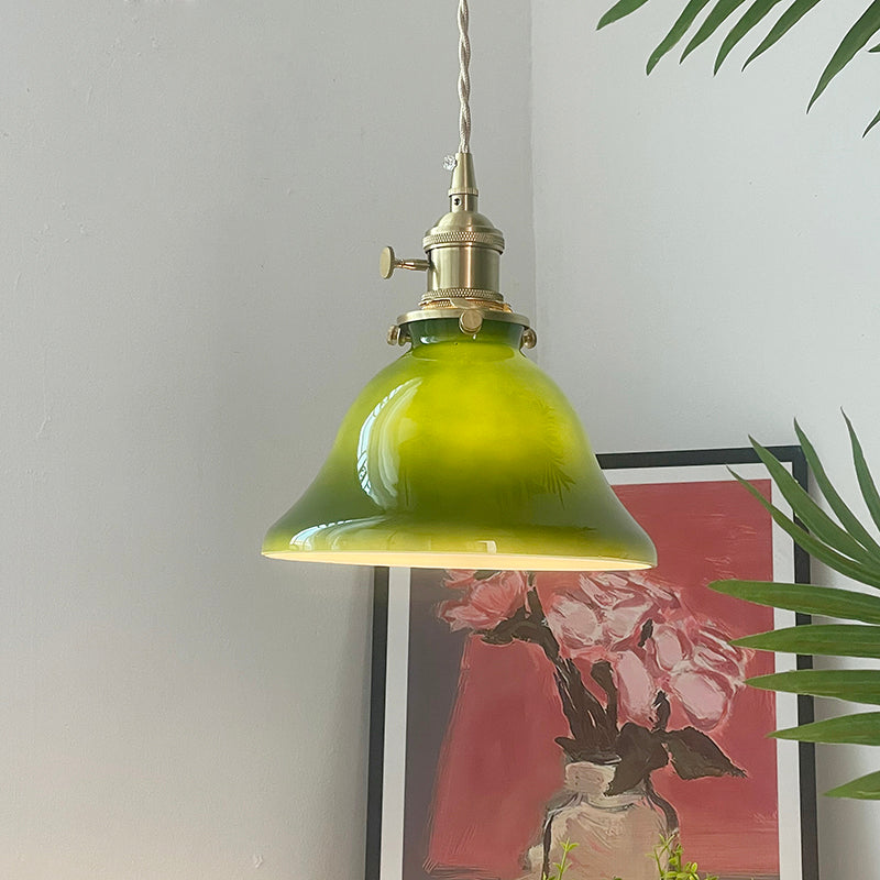 Valentina Vintage LED Lámpara Colgante Verde Metal Vidrio Dormitorio