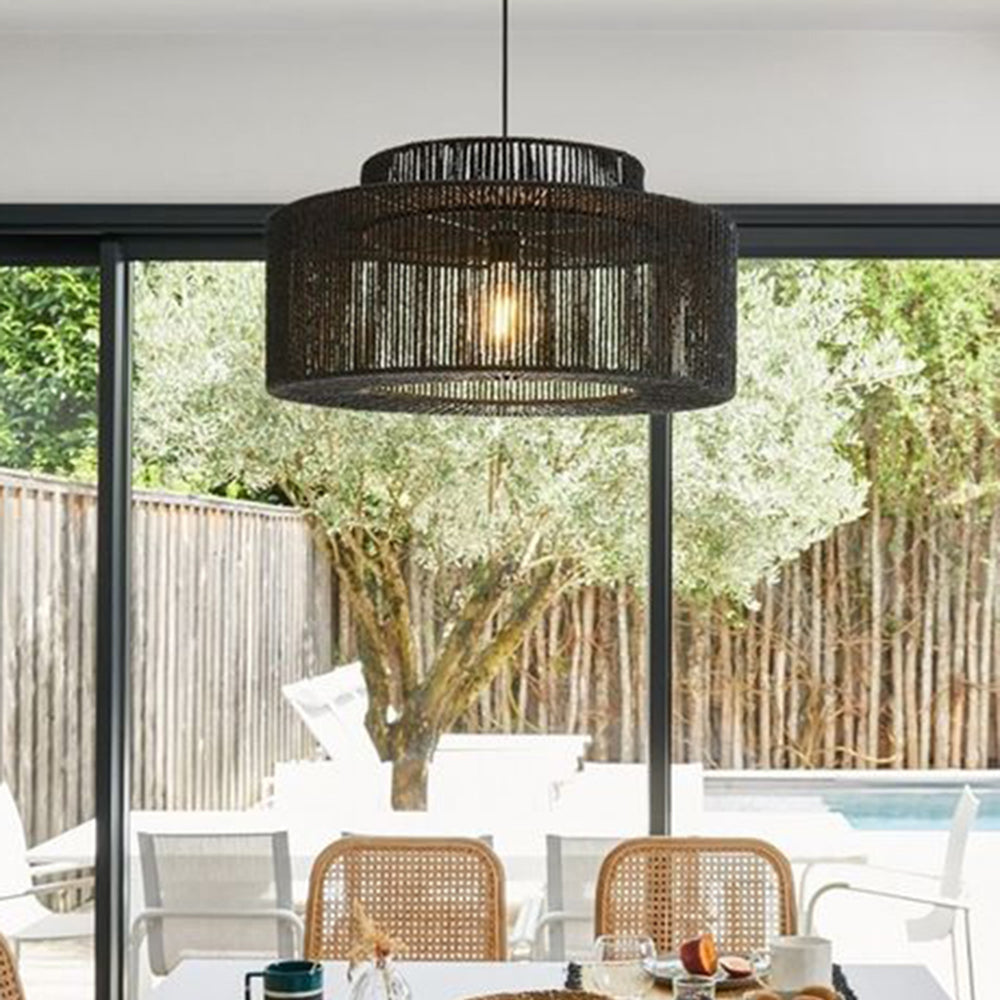 Muto Rustica Tambor Metal Lámpara Colgante Negra