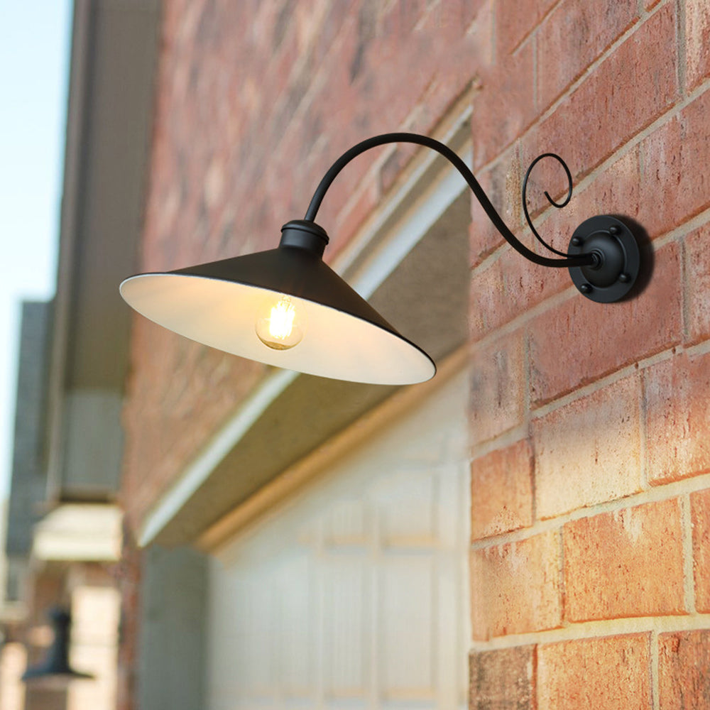 Ray Vintage Cúpula Metal LED Aplique de Pared Exterior Negro