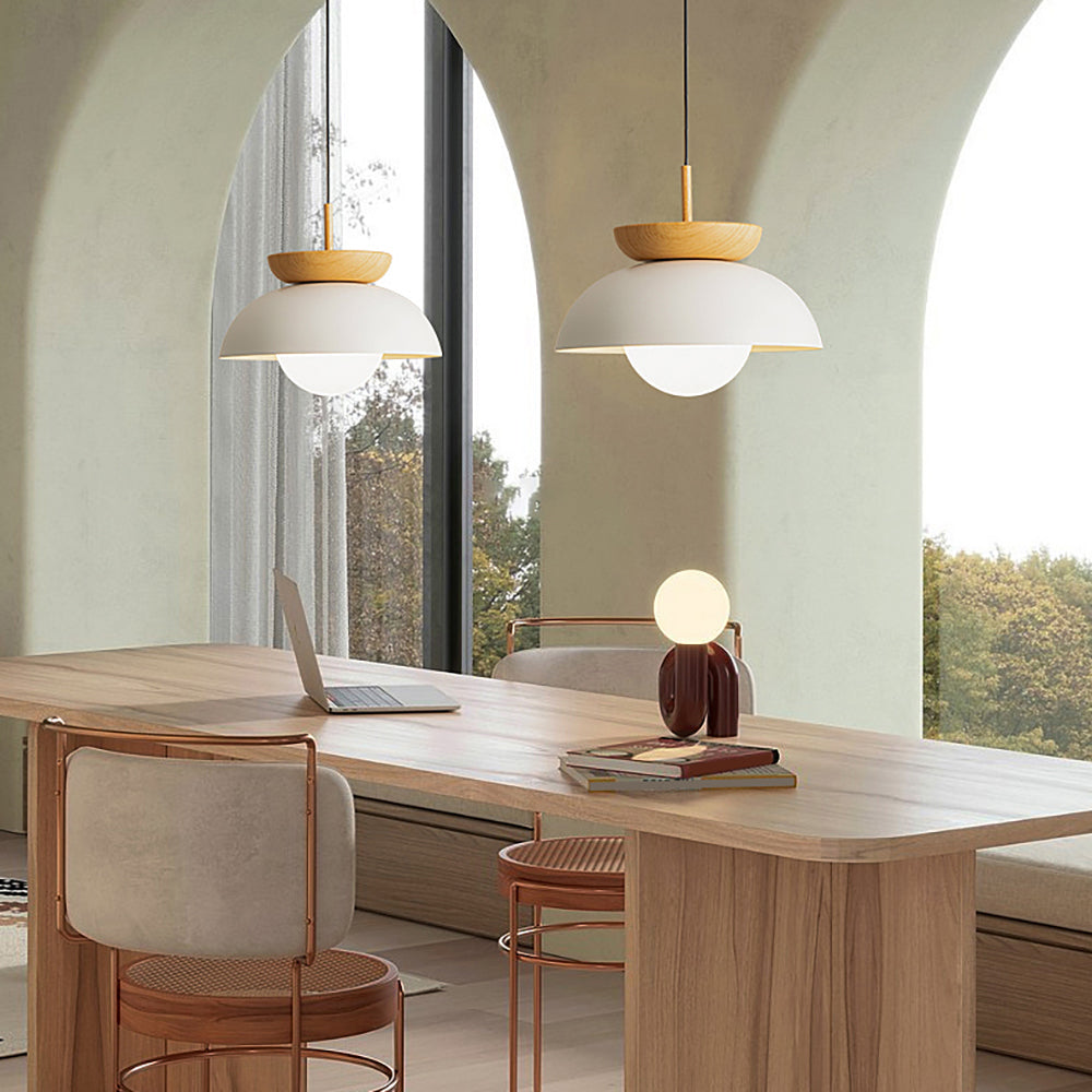 Muto Nórdica Lámpara Colgante Madera Metal Dormitorio Comedor