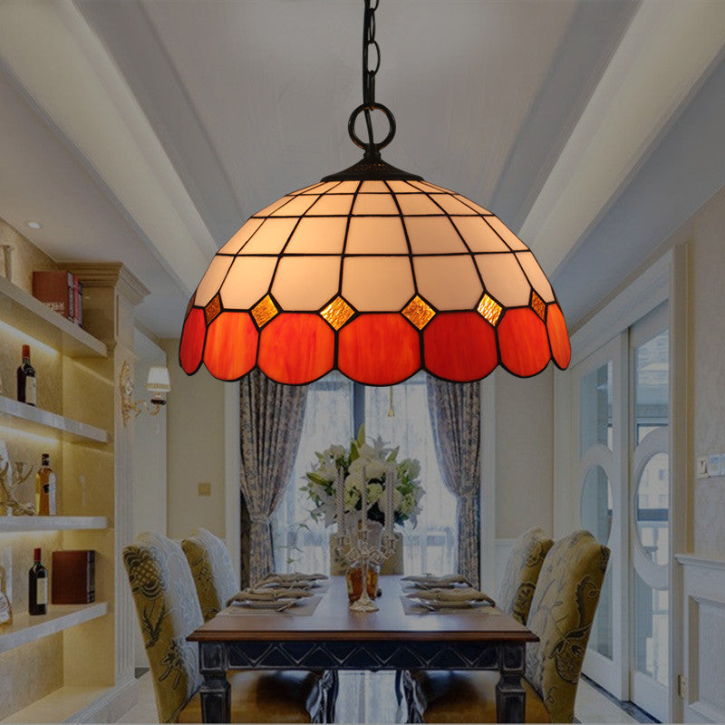 Tiffany Lujo Vintage Lámpara Colgante Piedra Preciosa Vidrio Salón