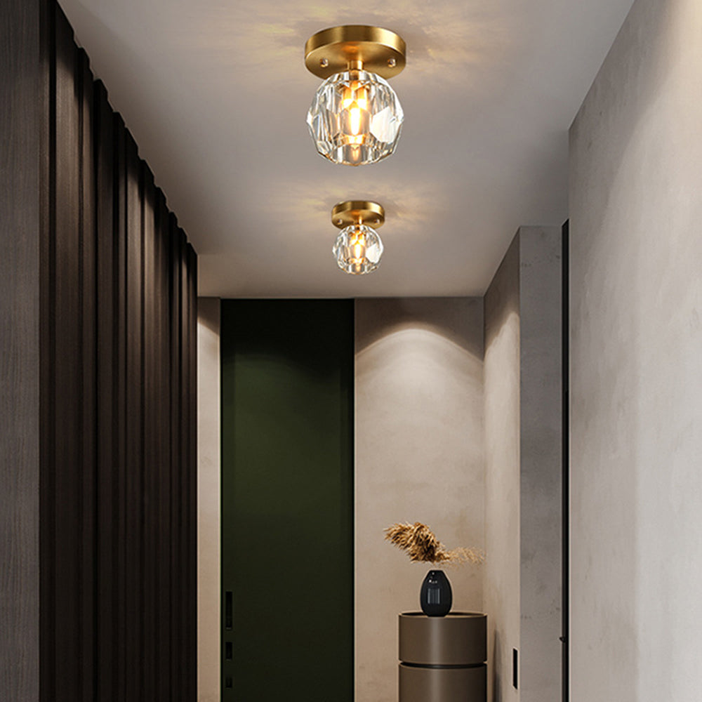 Arisha Moderna Esfera Metal/Cristal LED Lámpara de Techo Dorada