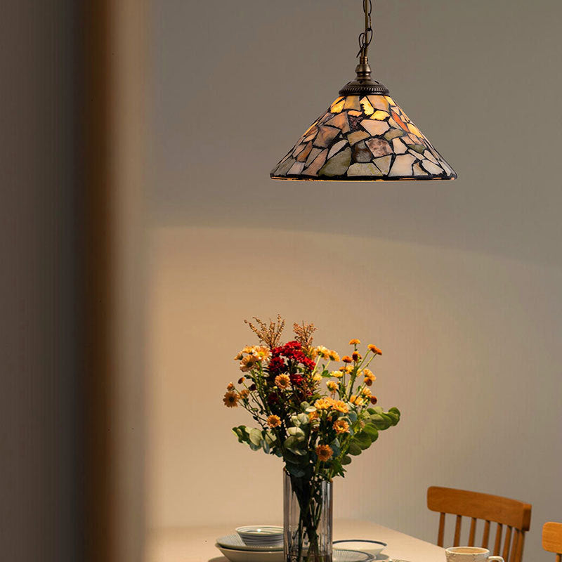 Tiffany Vintage LED Lámpara Colgante Metal Vidrio Dormitorio/Salón