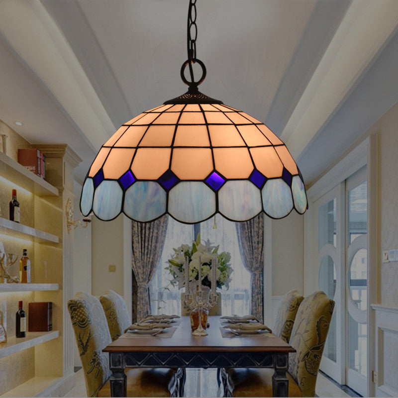 Tiffany Lujo Vintage Lámpara Colgante Piedra Preciosa Vidrio Salón
