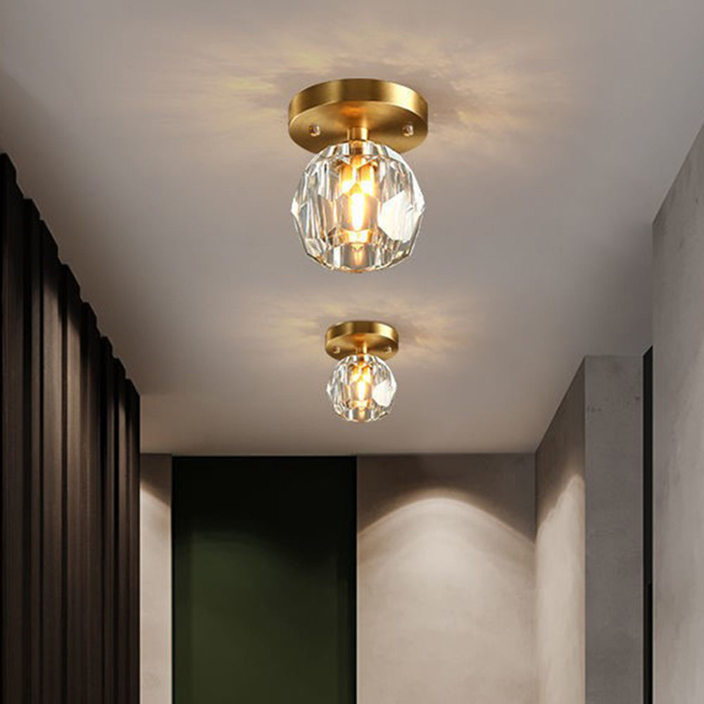 Arisha Moderna Esfera Metal/Cristal LED Lámpara de Techo Dorada