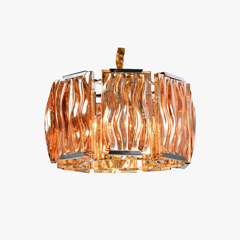 Kristy Lujo Moderna Redonda Metal/Cristal Lámpara Colgante Clara/Champán