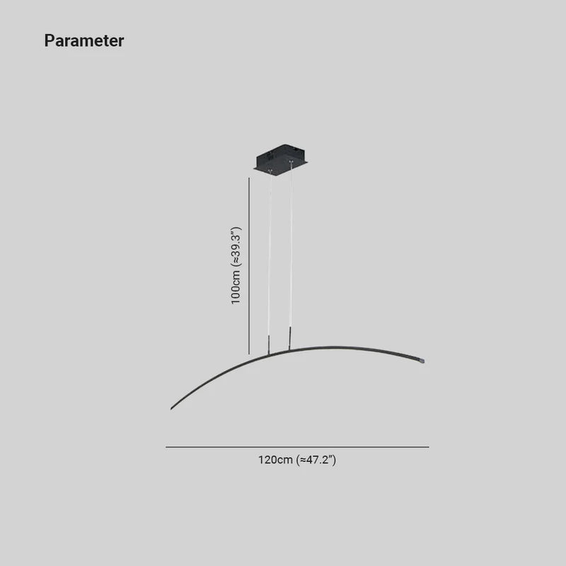 Arisha Minimalista Curva Lineal Metal Lámpara Colgante Negra/Blanca