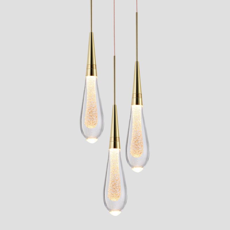 Kristy Moderna Cristal Metal Lámpara Colgante Dorada
