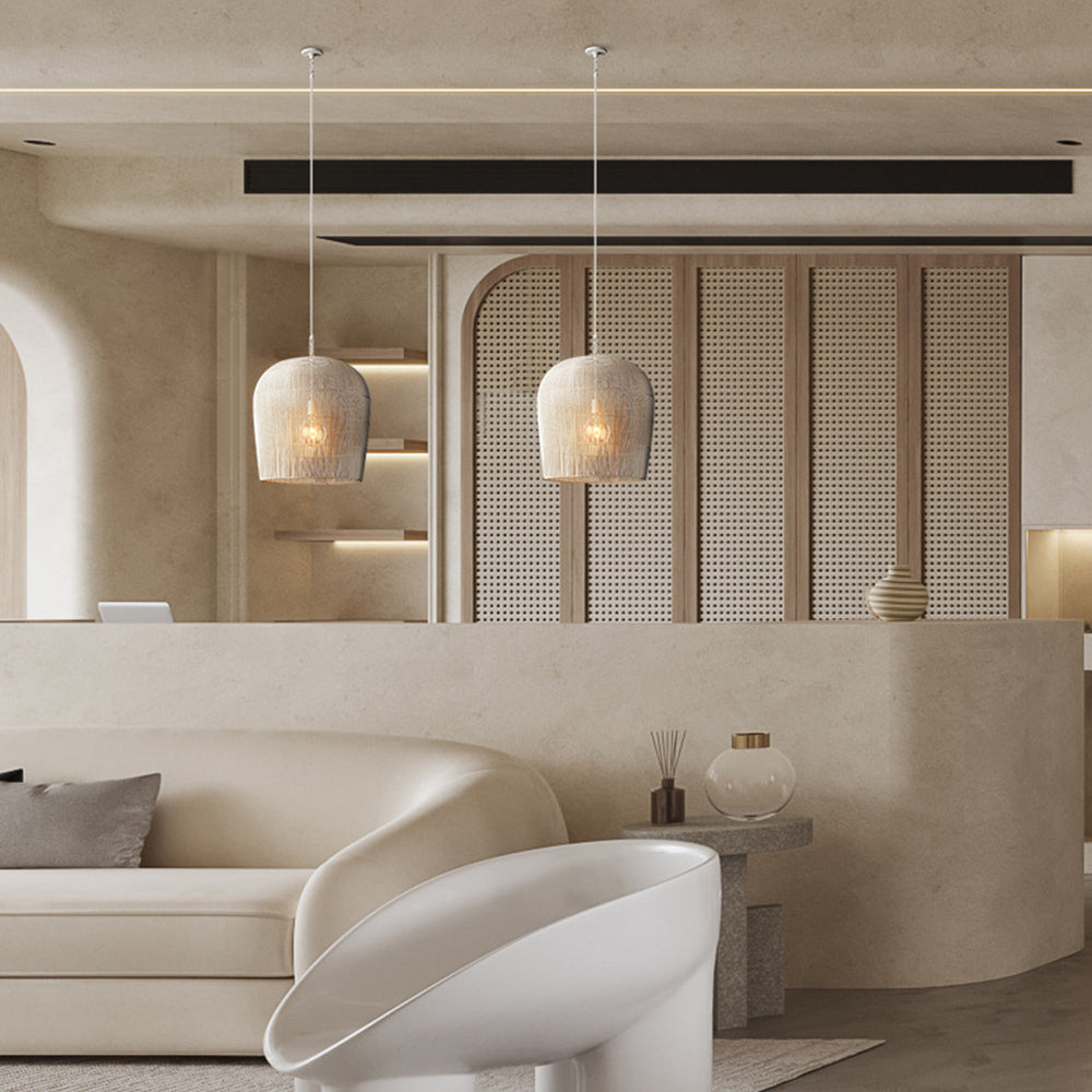 Ritta Nórdica Cilíndrico Ratán Lámpara Colgante Negra/Blanca