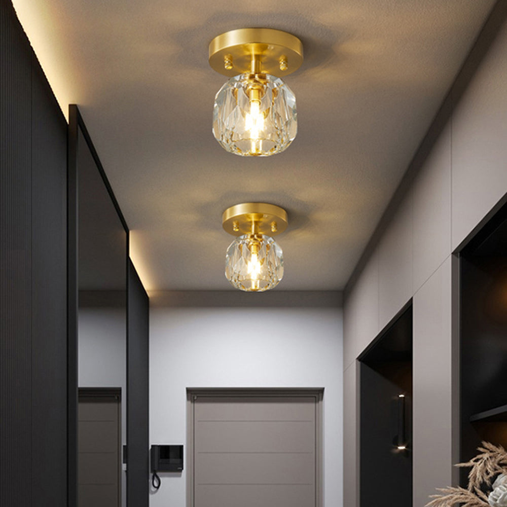 Arisha Moderna Esfera Metal/Cristal LED Lámpara de Techo Dorada
