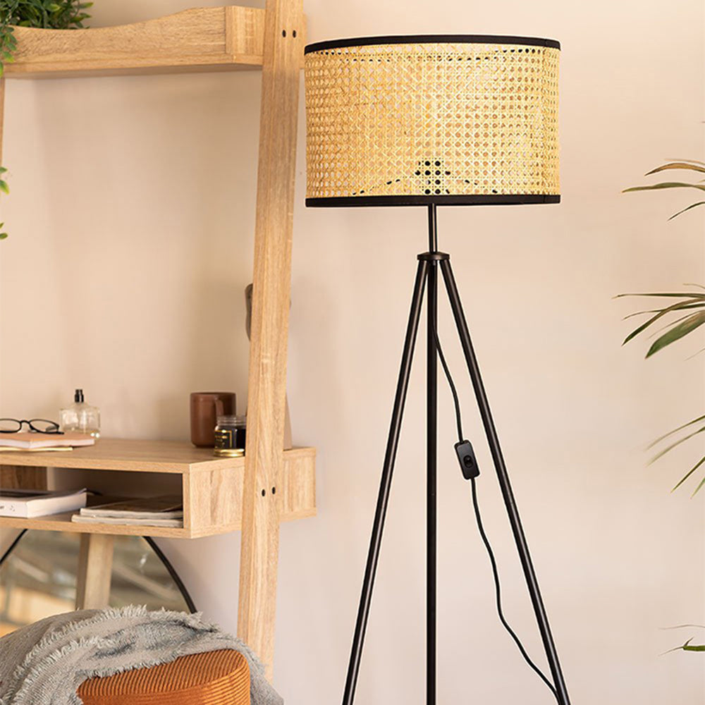 Mira Moderna Diseño Metal/Rota LED Lámpara de Pie Madera
