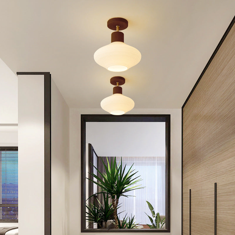 Arisha Minimalista Plafón Madera/Nuez Madera/Vidrio Pasillo