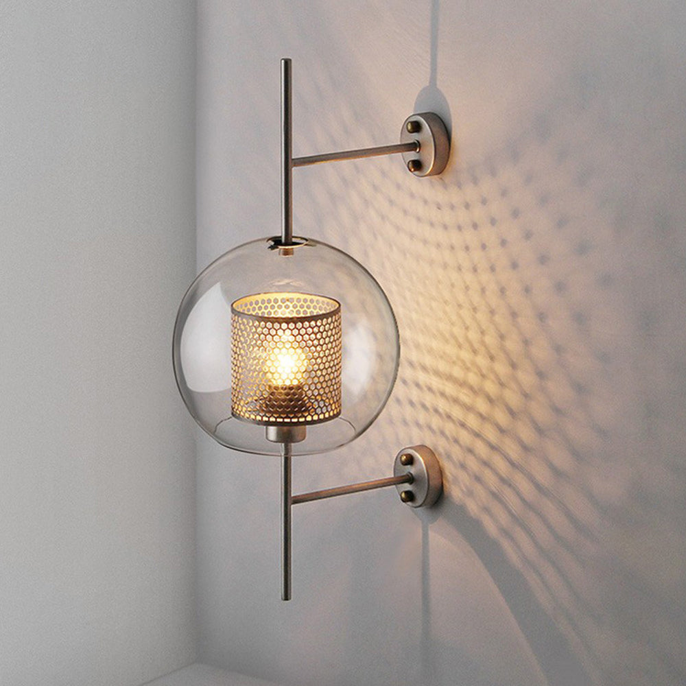 Arisha Industrial Geométrico Metal/Vidrio Aplique de Pared Cobre/Plateado