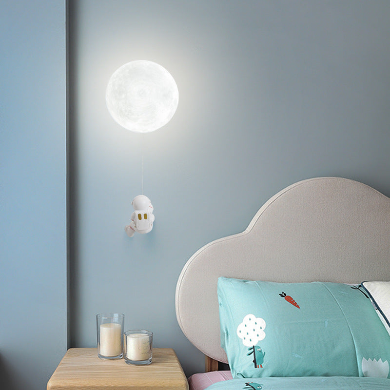 Aria Moderno Luna LED Apliques Blanco Resina Habitación Infantil