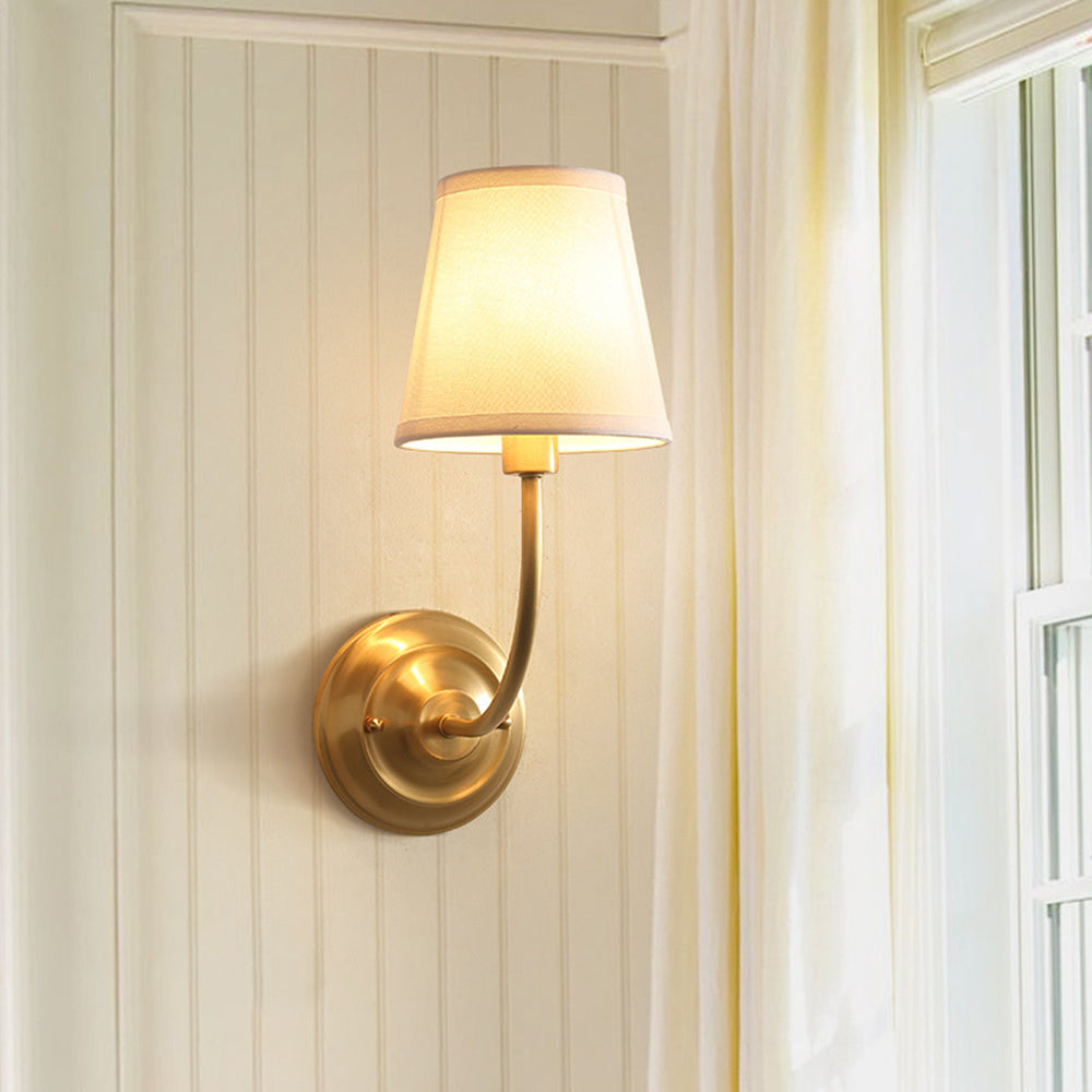 Silva Vintage Rústico Metal/Tela LED Aplique de Pared Dorado