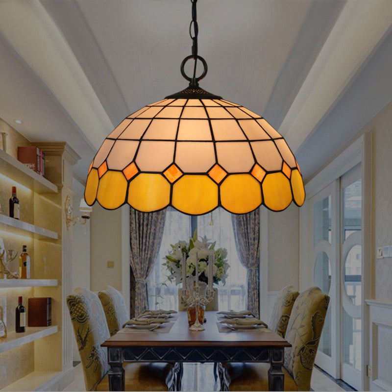 Tiffany Lujo Vintage Lámpara Colgante Piedra Preciosa Vidrio Salón