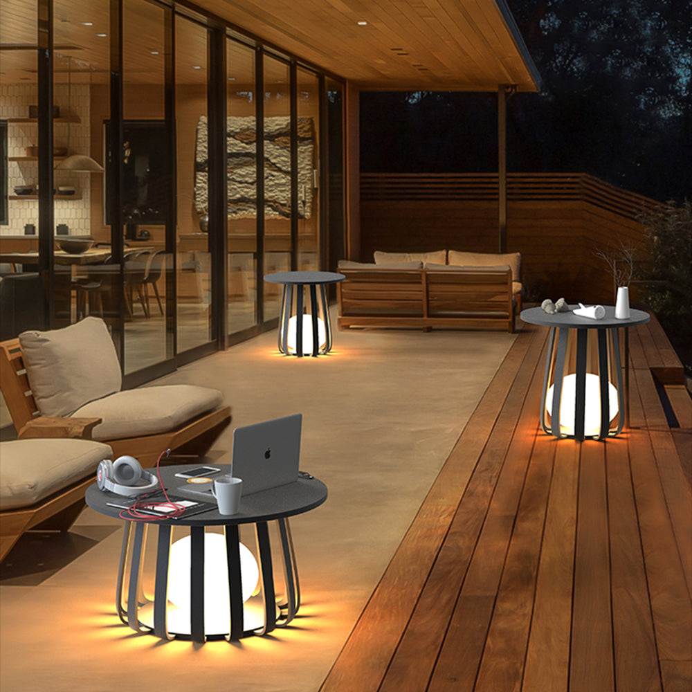 Ray Moderno Lámpara de Pie Exterior Metal Patio Jardín