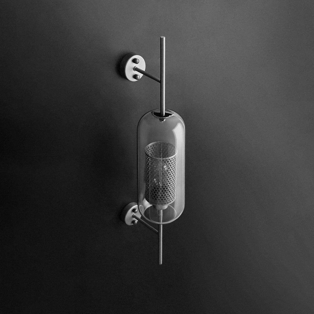 Arisha Industrial Geométrico Metal/Vidrio Aplique de Pared Cobre/Plateado