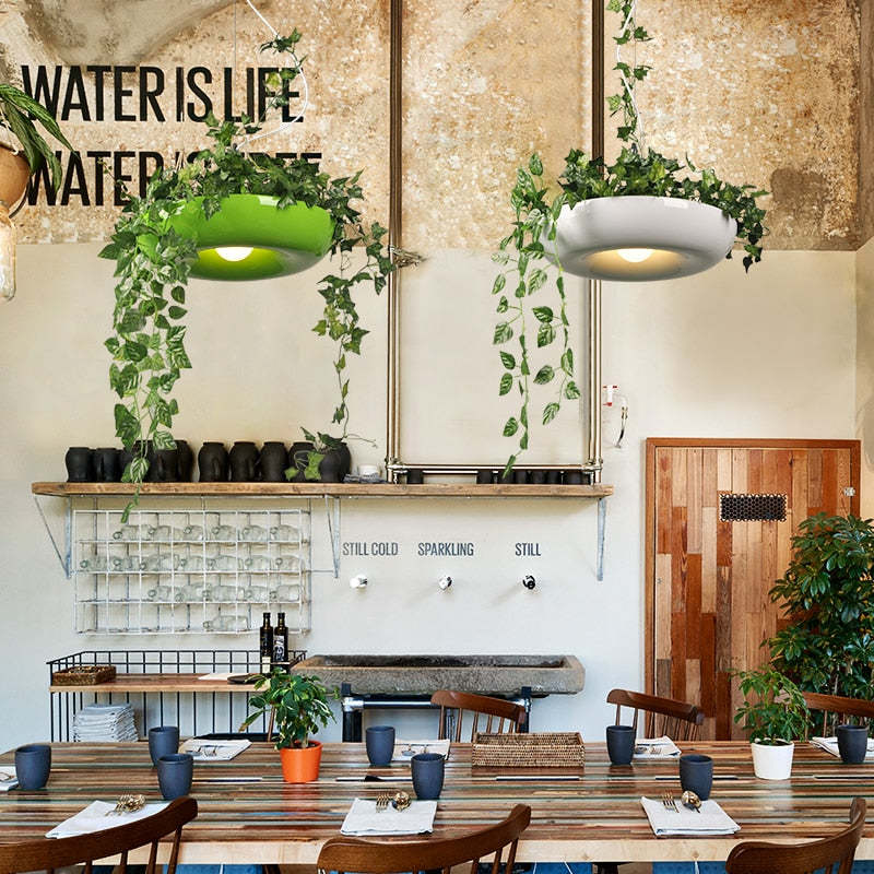 Nest Natural Maceta Metal Lámpara Colgante Negra/Blanca/Verde