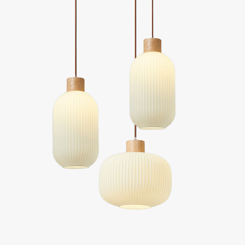 Muto Moderna Madera/Vidrio Lámpara Colgante Blanca