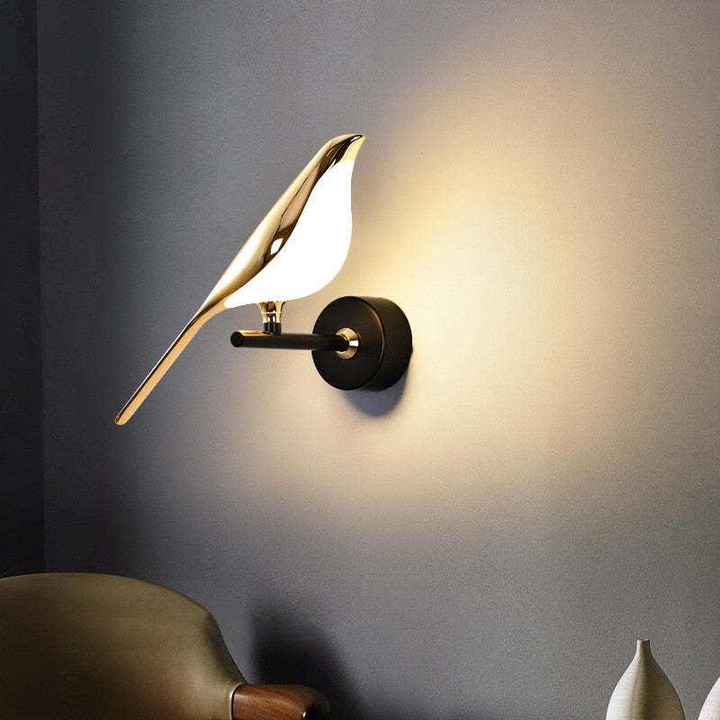 Arisha Decorativo Pájaro Metal/Acrílico LED Aplique de Pared Dorada