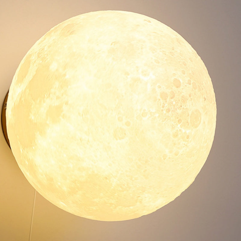 Aria Moderno Luna LED Apliques Blanco Resina Habitación Infantil