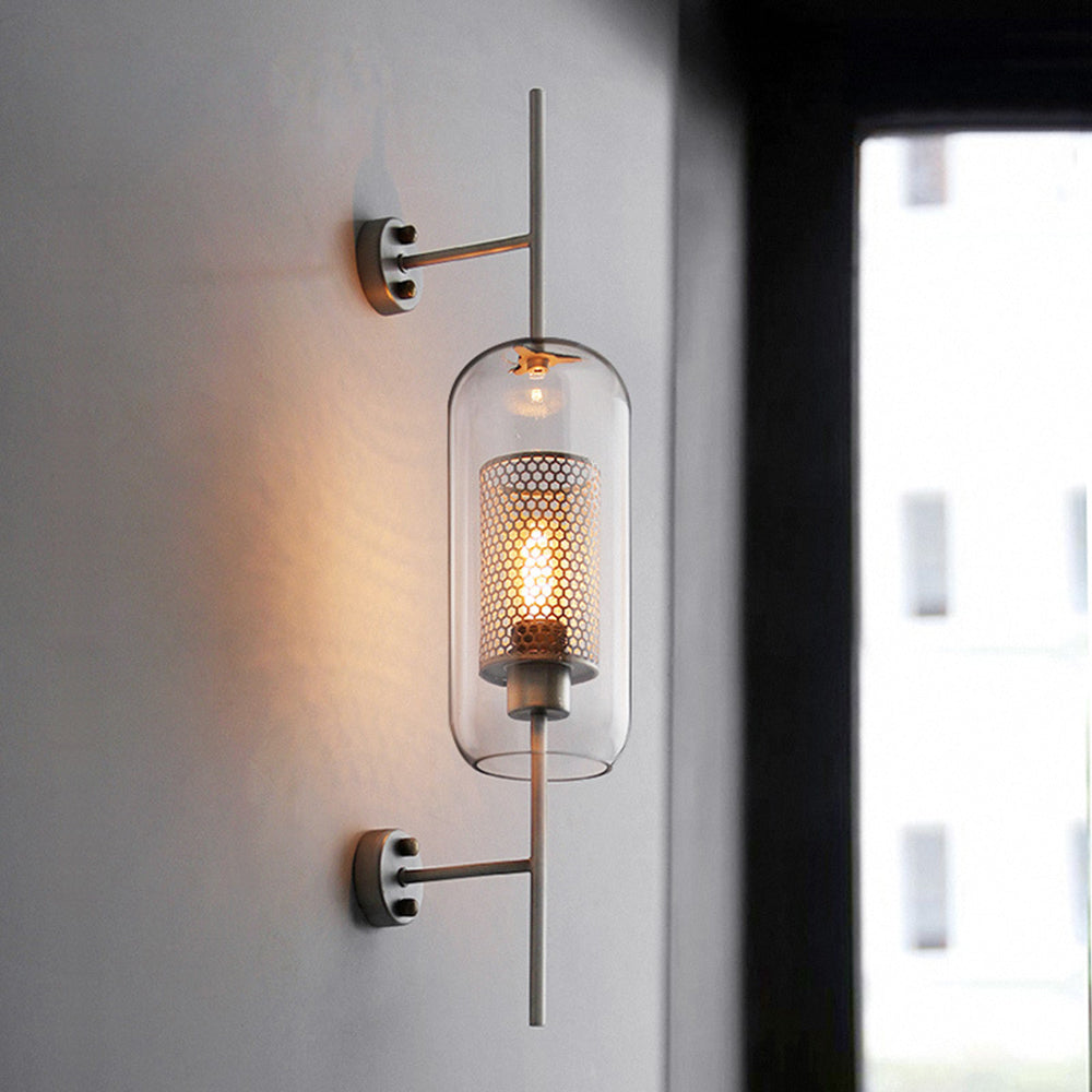 Arisha Industrial Geométrico Metal/Vidrio Aplique de Pared Cobre/Plateado