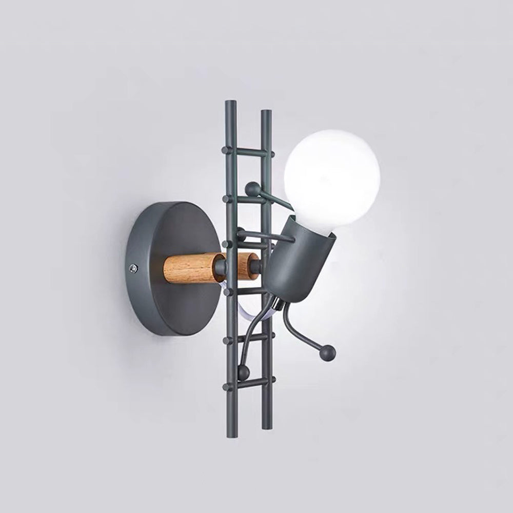 Luxo Industrial Metal/Madera Aplique de Pared Gris/Blanco/Verde