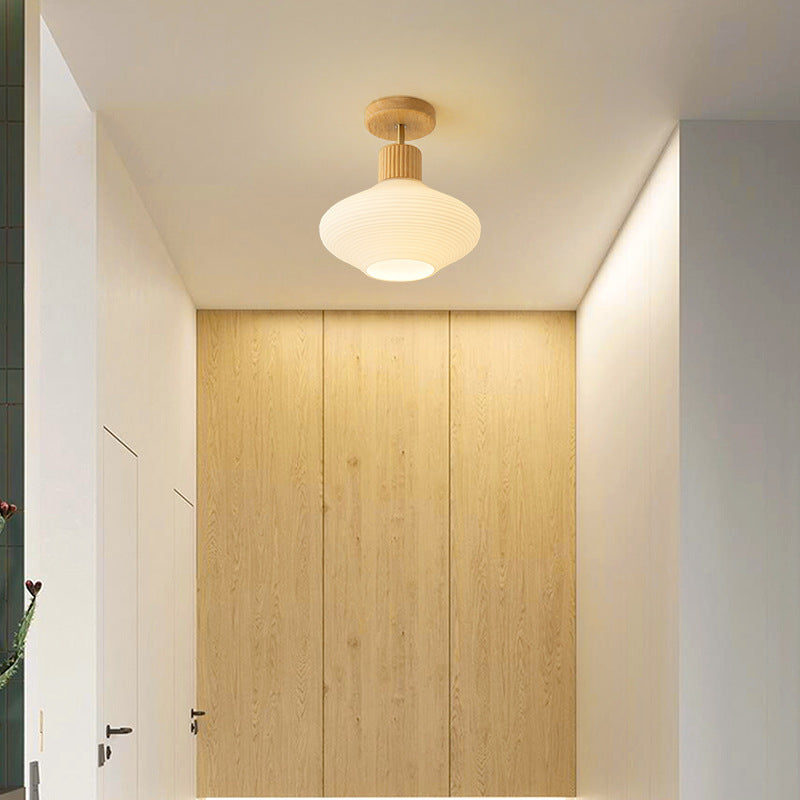 Arisha Minimalista Plafón Madera/Nuez Madera/Vidrio Pasillo