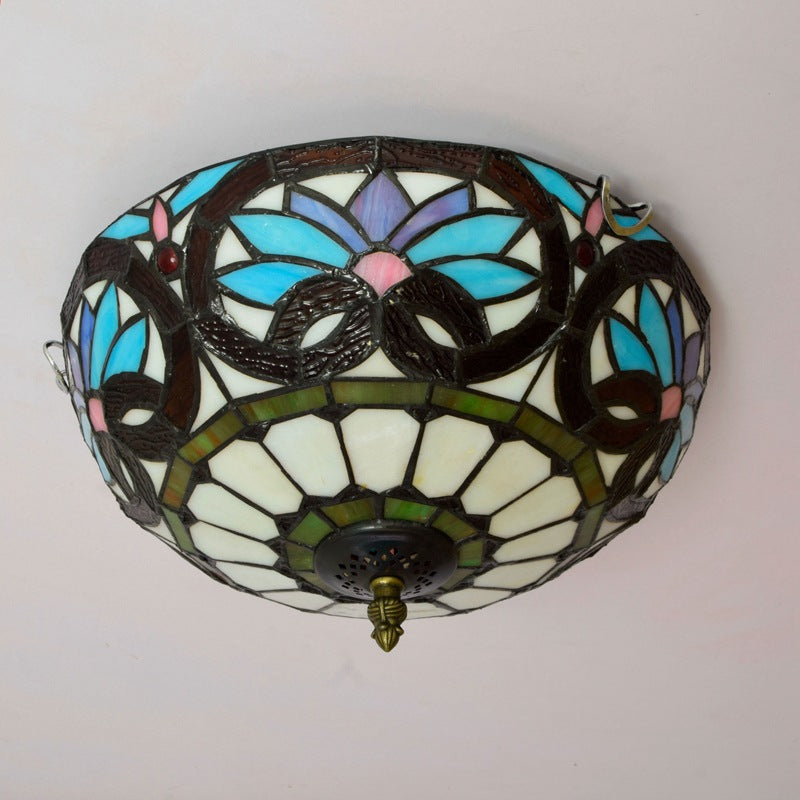 Tiffany Diseñador LED Plafón Azul Metal Vidrio Dormitorio/Salón