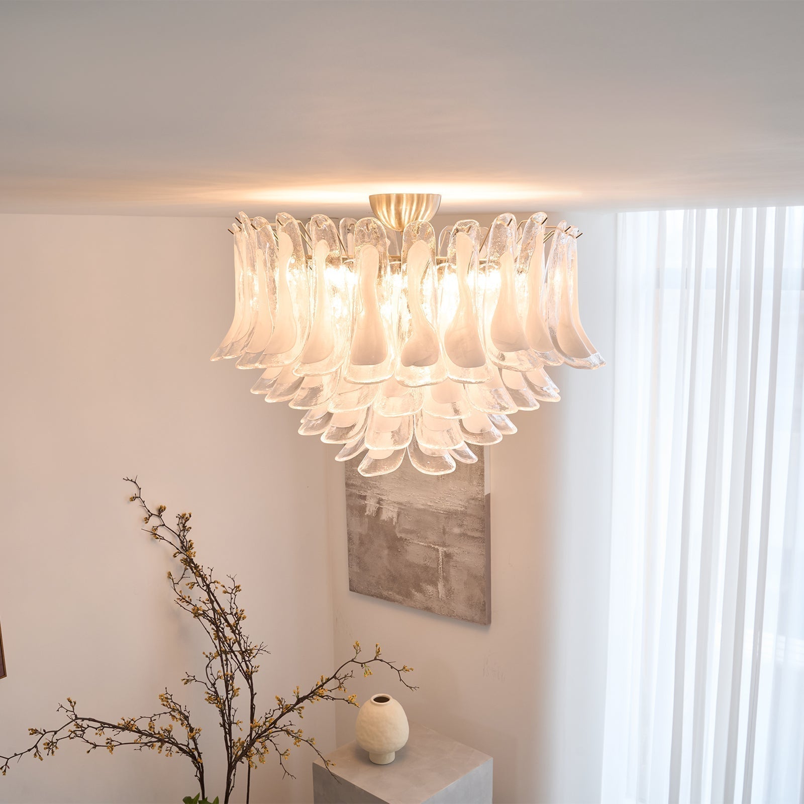 Aurora Ceiling Lamp Clear Glass Wave Layered Elegant - Letslighting
