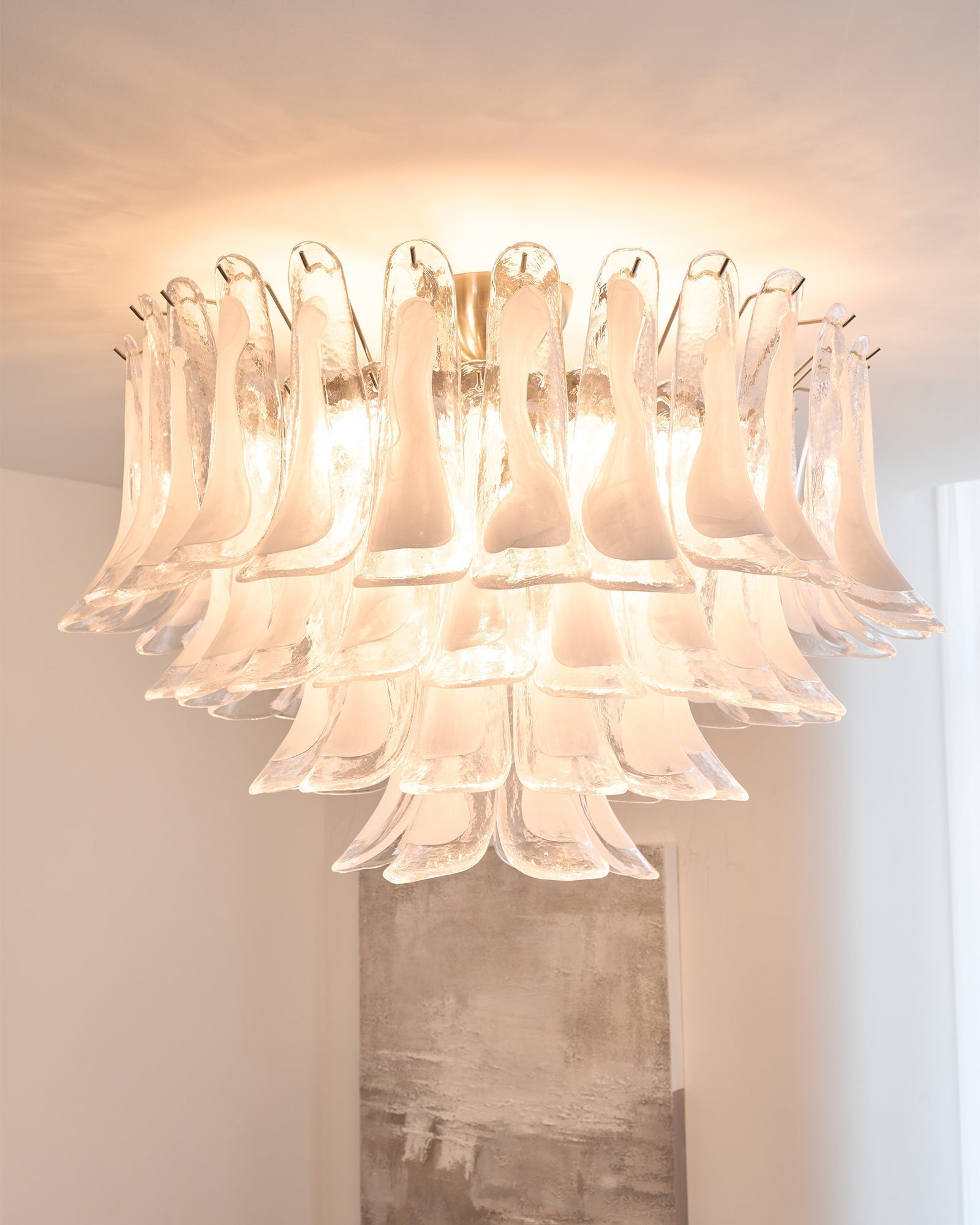 Aurora Ceiling Lamp Clear Glass Wave Layered Elegant - Letslighting