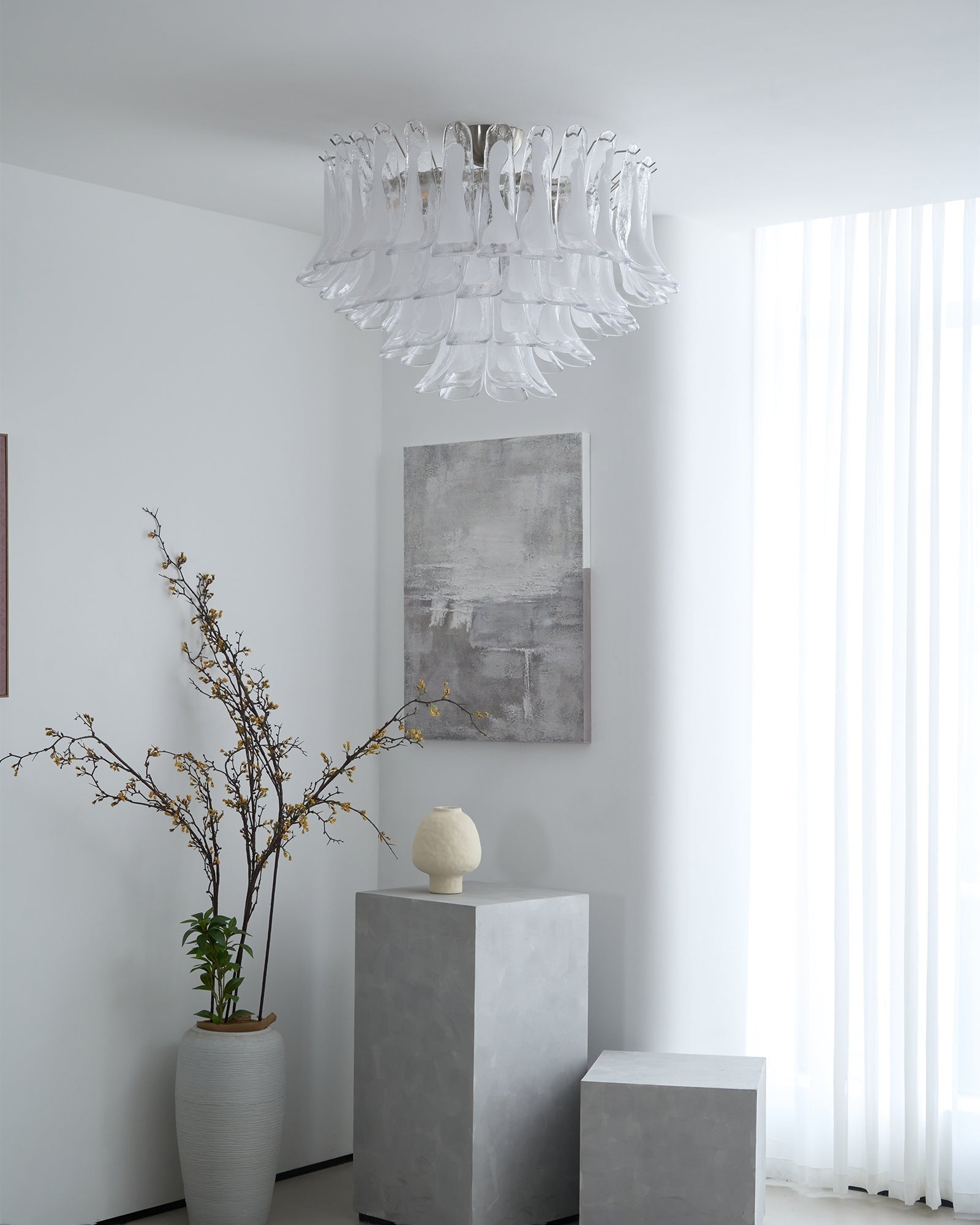Aurora Ceiling Lamp Clear Glass Wave Layered Elegant - Letslighting