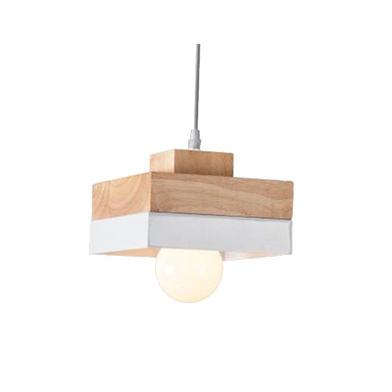 Valentina Moderna Redonda/Cuadrada Metal/Madera Lámpara Colgante Blanca/Negra