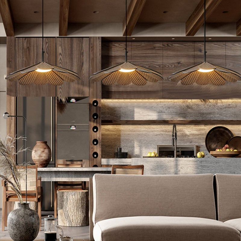 Ritta Retro LED Lámpara Colgante Nuez Madera Dormitorio/Bar/Comedor