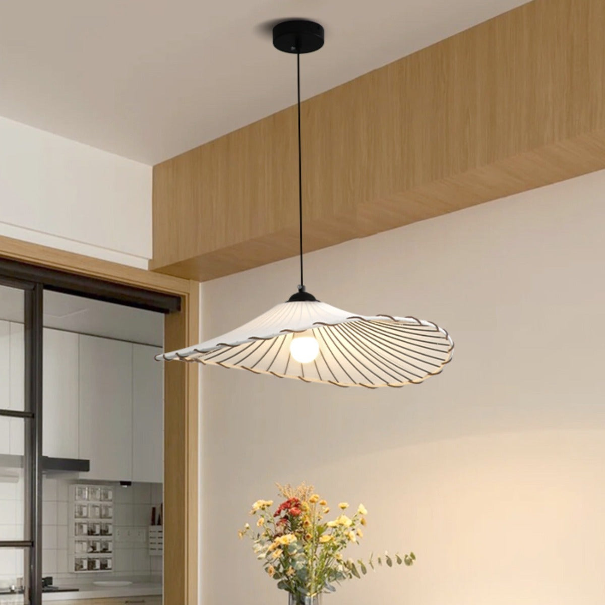 Arisha Decorativa LED Lámpara Colgante Metal Tela Restaurante