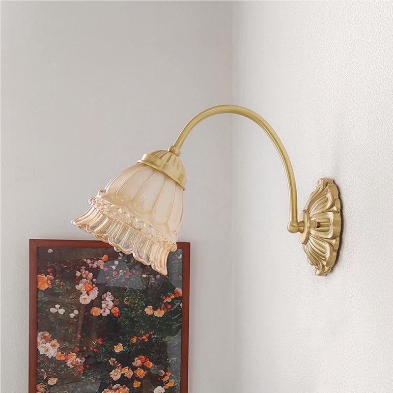 Arisha Retro Art Déco LED Aplique de Pared Metal Vidrio Dormitorio