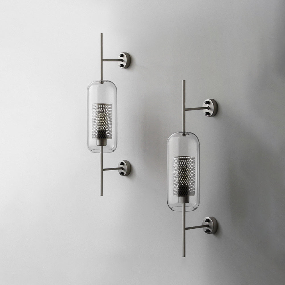 Arisha Industrial Geométrico Metal/Vidrio Aplique de Pared Cobre/Plateado