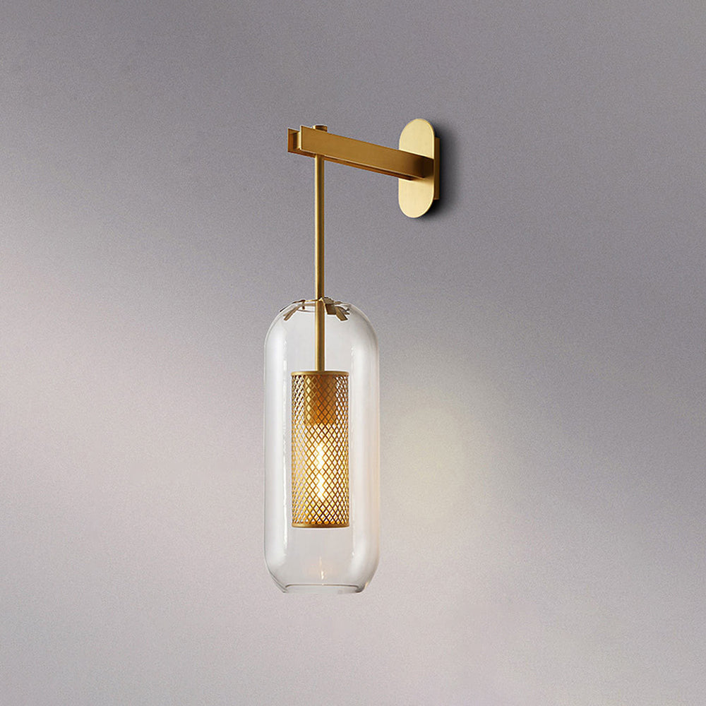 Arisha Industrial Geométrico Metal/Vidrio Aplique de Pared Cobre/Plateado