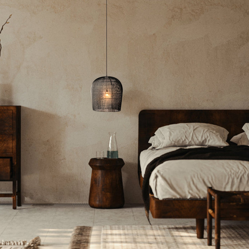 Ritta Nórdica Cilíndrico Ratán Lámpara Colgante Negra/Blanca