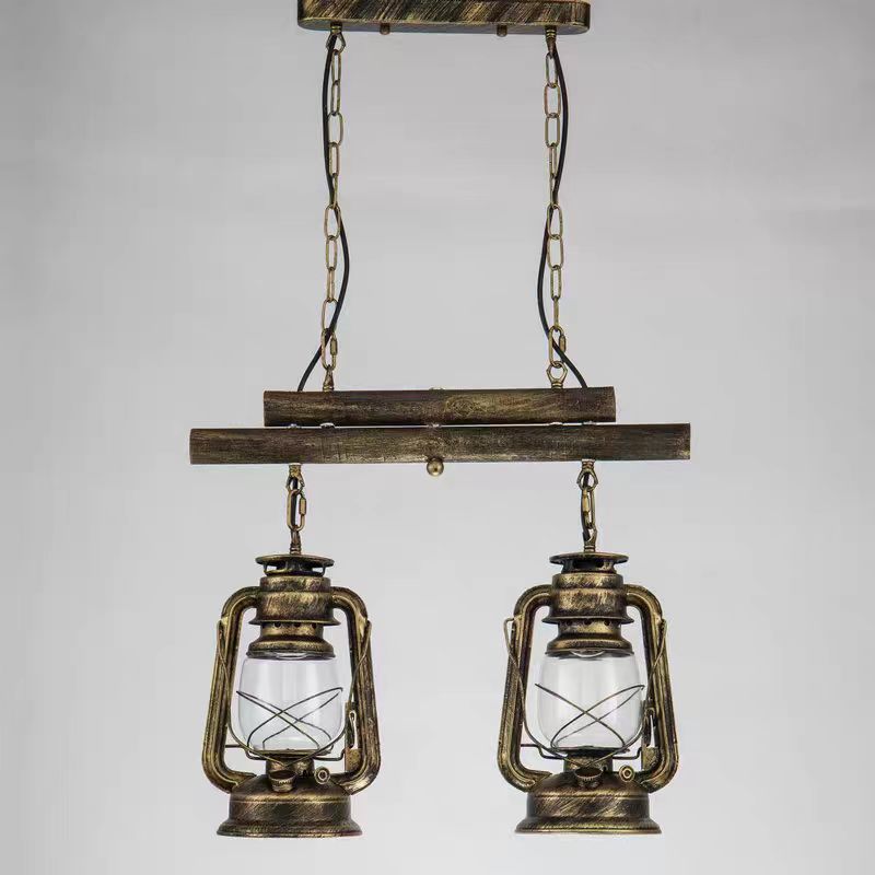 Silva Vintage Diseño Linterna Metal/Vidrio Lámpara Colgante Latón/Cobre