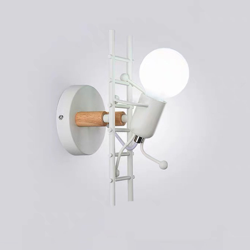 Luxo Industrial Metal/Madera Aplique de Pared Gris/Blanco/Verde